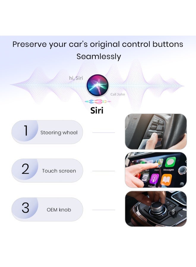 كينجوان محول كار بلاي لاسلكي مُحسّن لأجهزة iPhone، يُحوّل من السلكي إلى اللاسلكي من Apple CarPlay، بدون تأخير، اتصال تلقائي، وتحكم مستقر، حجم صغير مع كابل تمديد USB-C وType-C (أسود) - Image 4